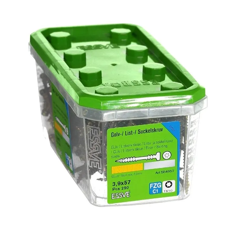 Koka skrūve, universāls Essve, 3.9 x 57 mm, dzeltena krās., 250 gab.