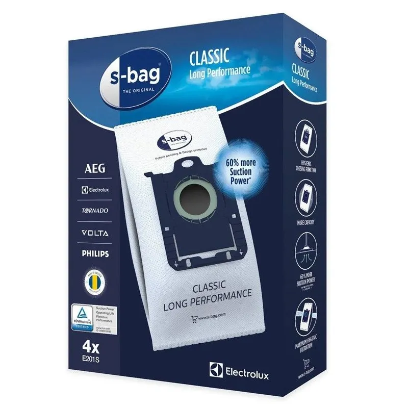 Putekļu sūcēja maiss Electrolux s-bag Classic Long Performance E201S, 3.5 l