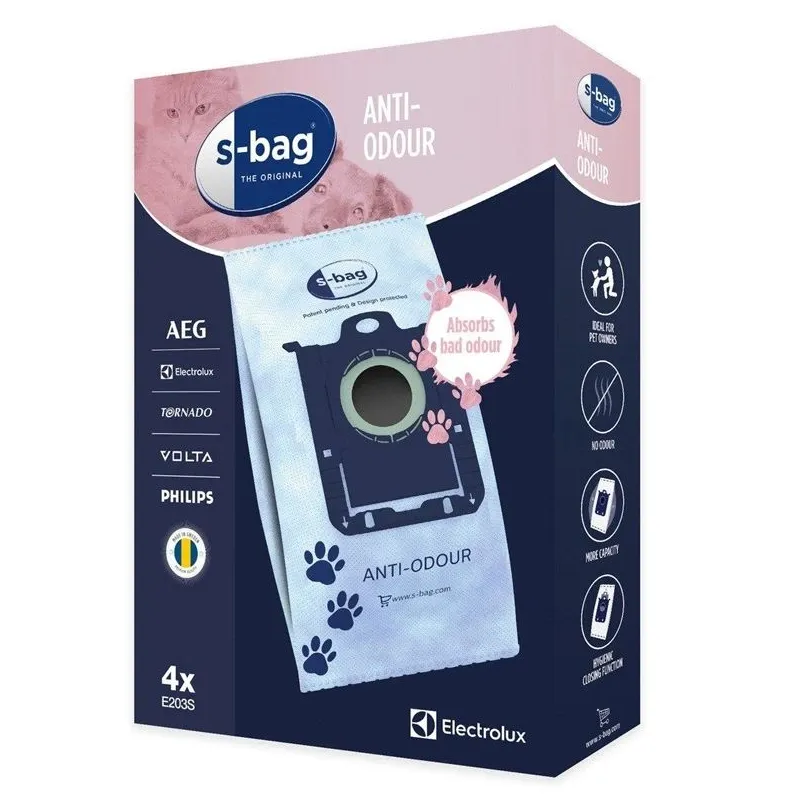 Putekļu sūcēja maiss Electrolux s-bag Anti-Odour E203S, 3.5 l