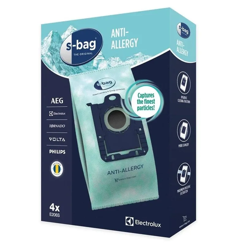 Putekļu sūcēja maiss Electrolux s-bag Hygiene Anti-Allergy E206S, 3.5 l