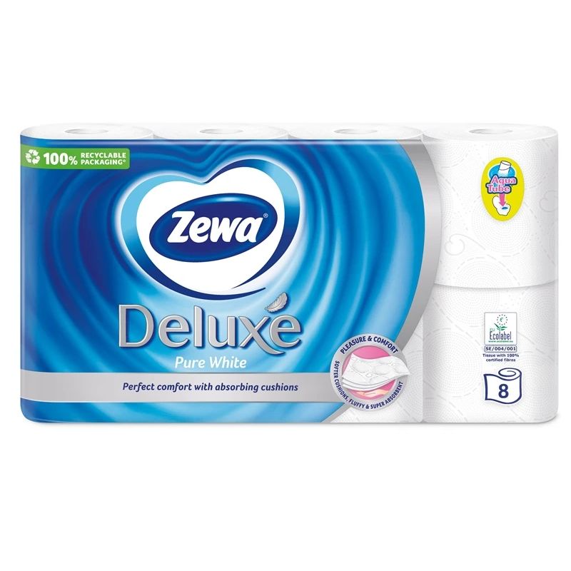 Papīrs wc zewa deluxe white 3sl 8gab