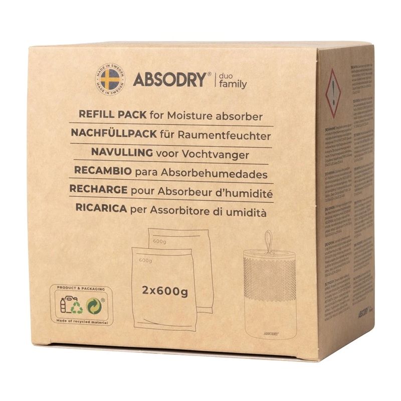 Mitruma absorbenta papildināšana Absodry 2 x 600 g