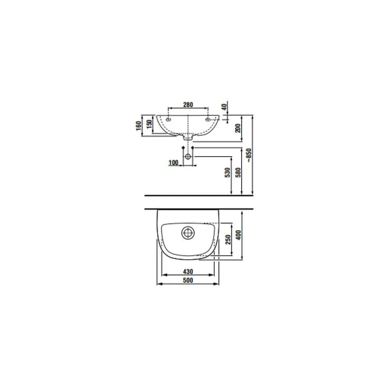 Vannas istabas izlietne Jika, 40 cm x 50 cm x 160 cm, balta