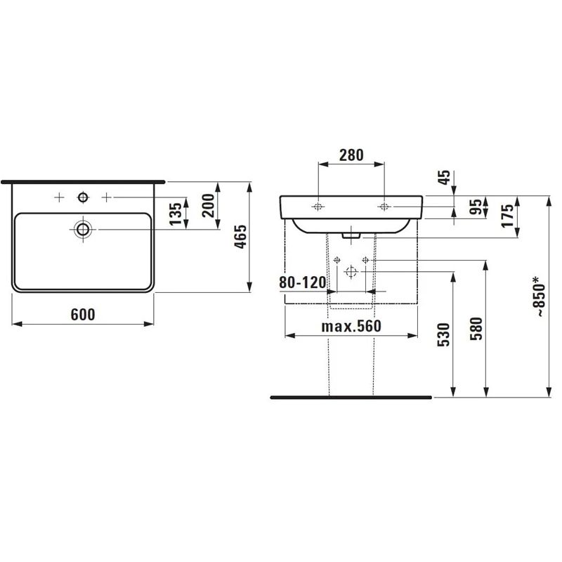 Izlietne ar maisītaja atveri Laufen Pro S