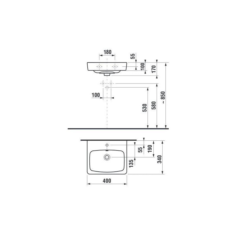Izlietne Jika Lyra Plus H815380. porcelāna. 400x340x170 mm