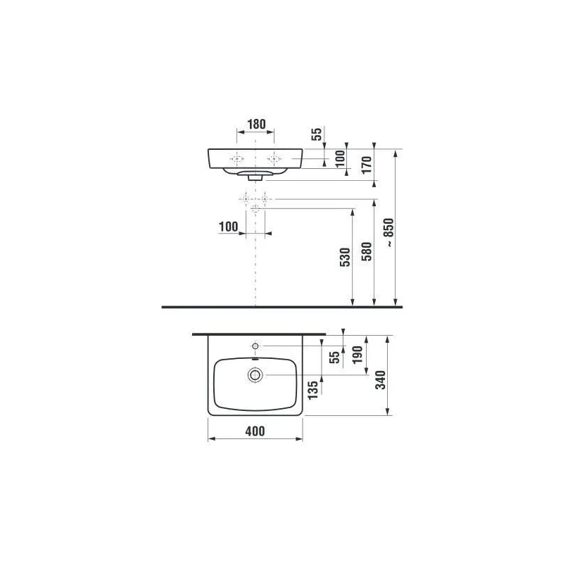Vannas istabas izlietne Jika Lyra Plus H8153800001041, porcelāna, 40 cm x 34 cm x 17 cm, balta krās.