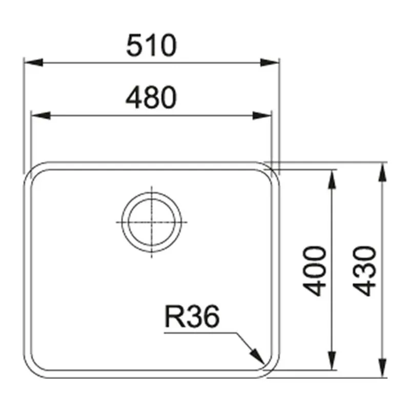 Virtuves izlietne Franke Aton ANX 110-48, nerūsējošais tērauds, 51 cm x 43 cm x 18 cm, pelēka krās.
