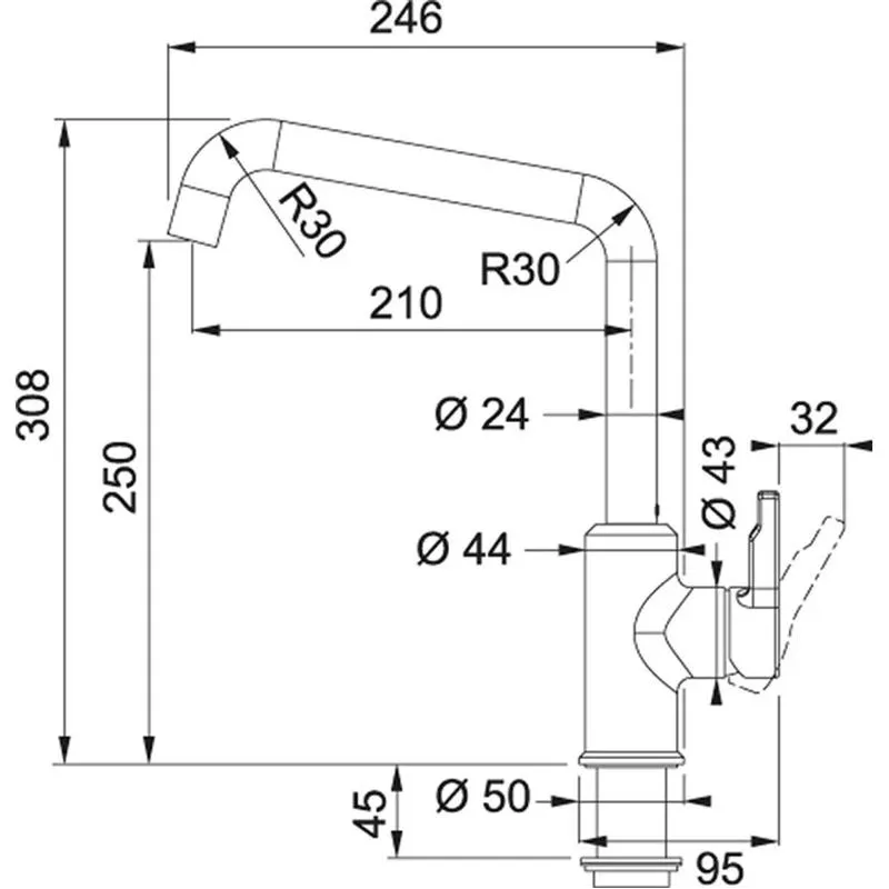 Кухонный смеситель Franke Urban 15.0595.081, черный цв.