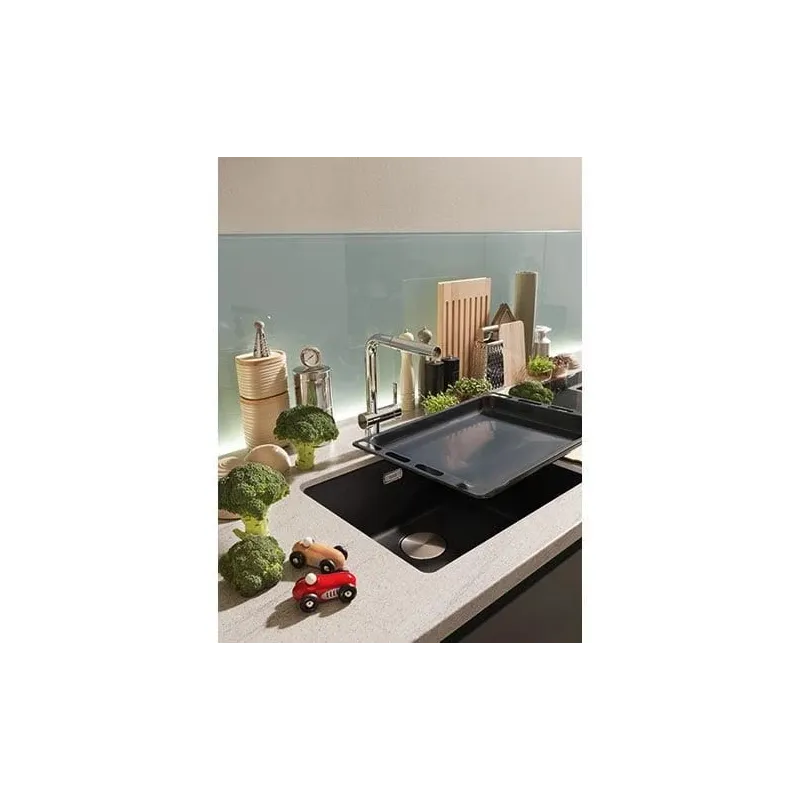 Virtuves izlietne Franke Maris MRG 210-110-52 125.0683.233, granīts, 55.3 cm x 43.3 cm x 20 cm, matēta melna krās.