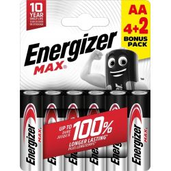 BATERIJAS ENERGIZER MAX AA 1500 LR6 B4+2 1.5V Alkaline