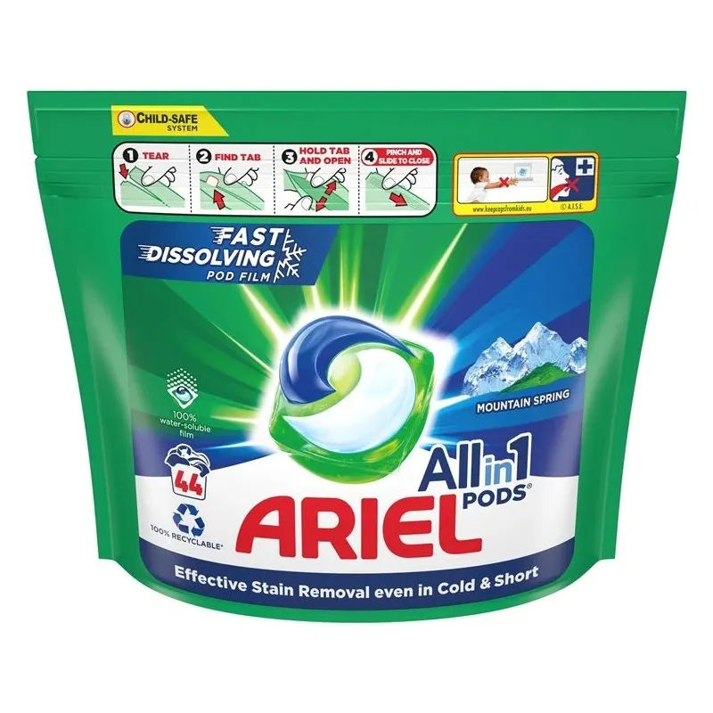 Kapsulas mazgāšanai Ariel All-in-1 PODS Mountain Spring, 44 gab.