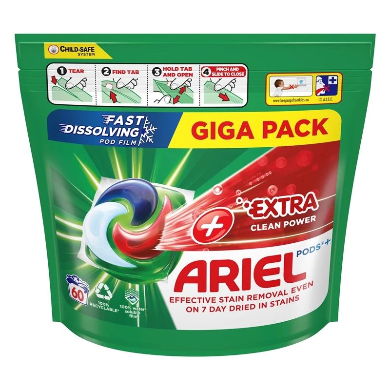 Kapsulas mazgāšanai ariel extra clean 60gb