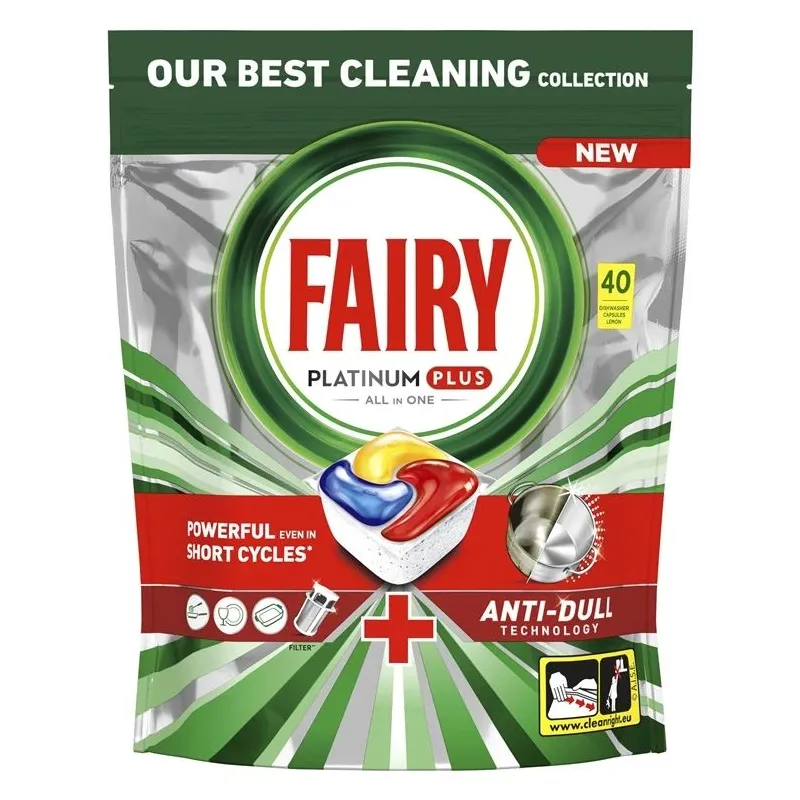 Trauku mazgājamās mašīnas kapsulas Fairy Platinum Plus All in One, 40 gab.