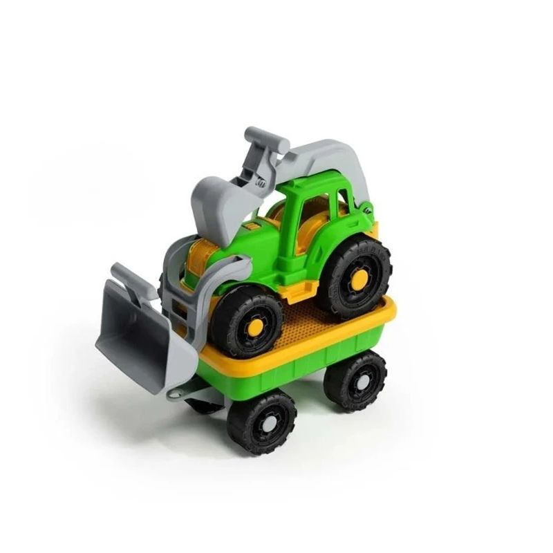 Smilšu rotaļlietu komplekta traktors ar piekabi. 58cm 1252