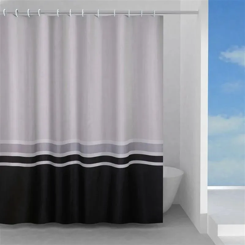 Dušas aizkars Gedy Elegance TTE13161830, balta krās.-melna krās.-pelēka krās., 200 cm x 180 cm