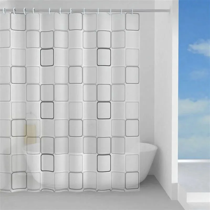 Dušas aizkars Gedy Domino TVI13291830, balta krās.-melna krās.-pelēka krās., 200 cm x 180 cm