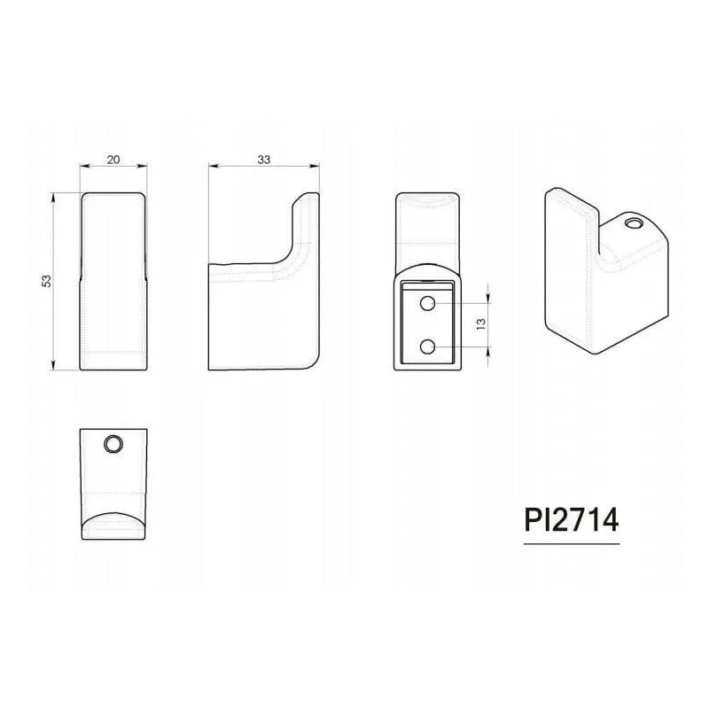Āķis Gedy PI2714, 20 mm x 33 mm x 53 mm, melna krās.