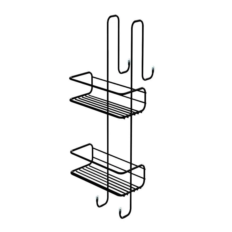 2 līmeņu taisnstūra plaukts Gedy, 24 cm x 49 cm x 22 cm, melna krās.