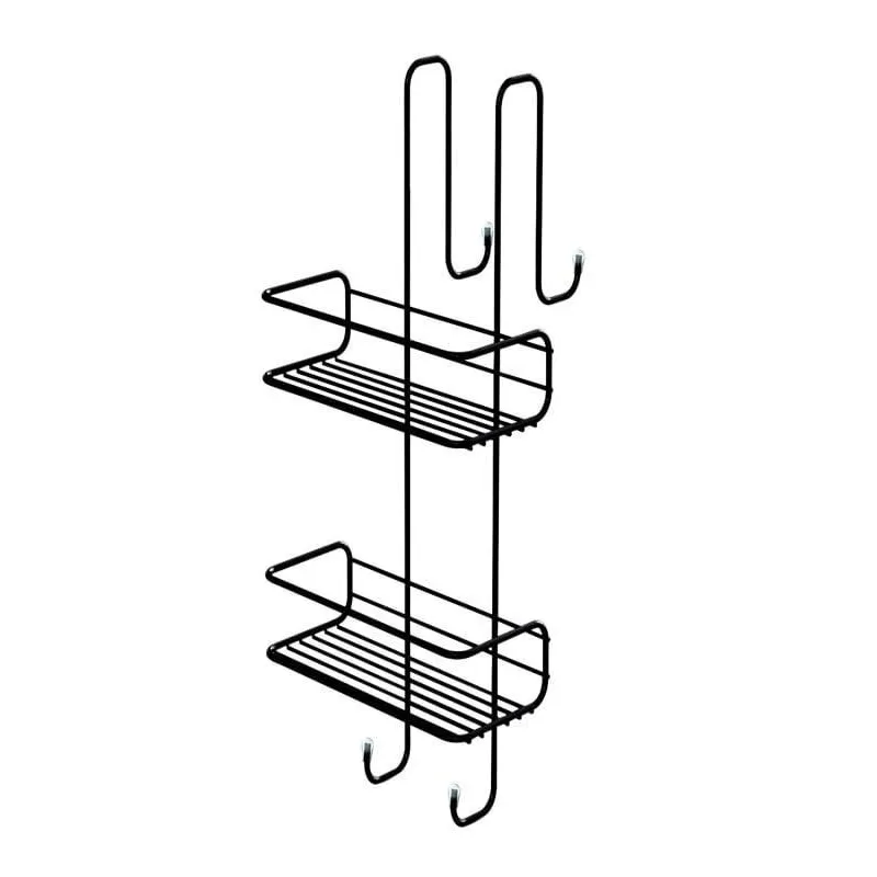 2 līmeņu taisnstūra plaukts Gedy, 24 cm x 49 cm x 22 cm, melna krās.