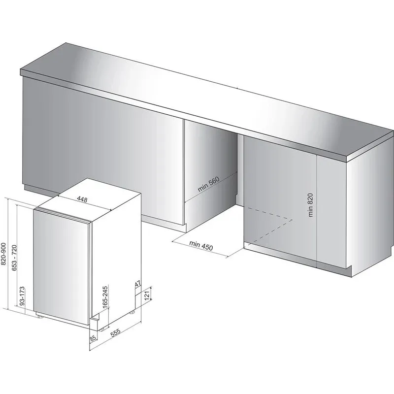 Iebūvējamā trauku mazgājamā mašīna WHIRLPOOL WSIP 4O33 PFE