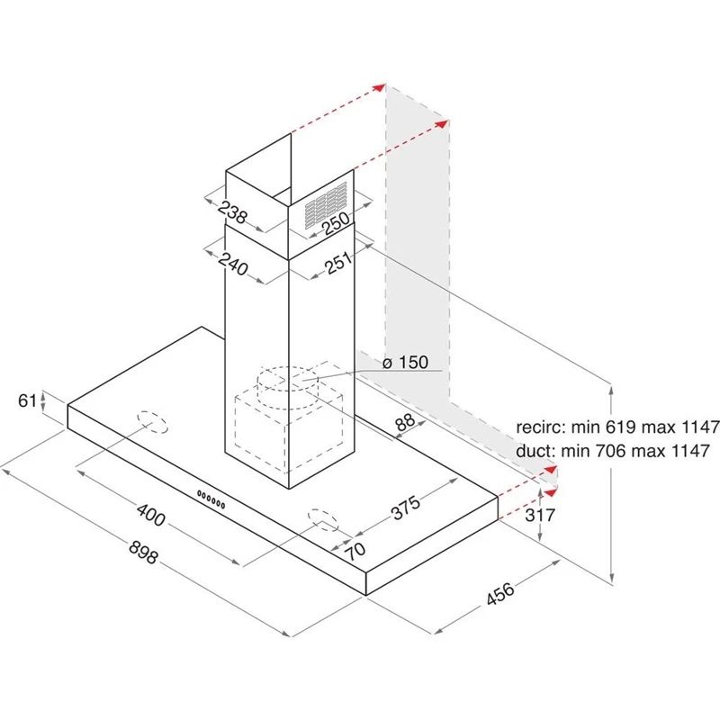 Tvaika nosūcējs WHBS C92F LTX Whirlpool