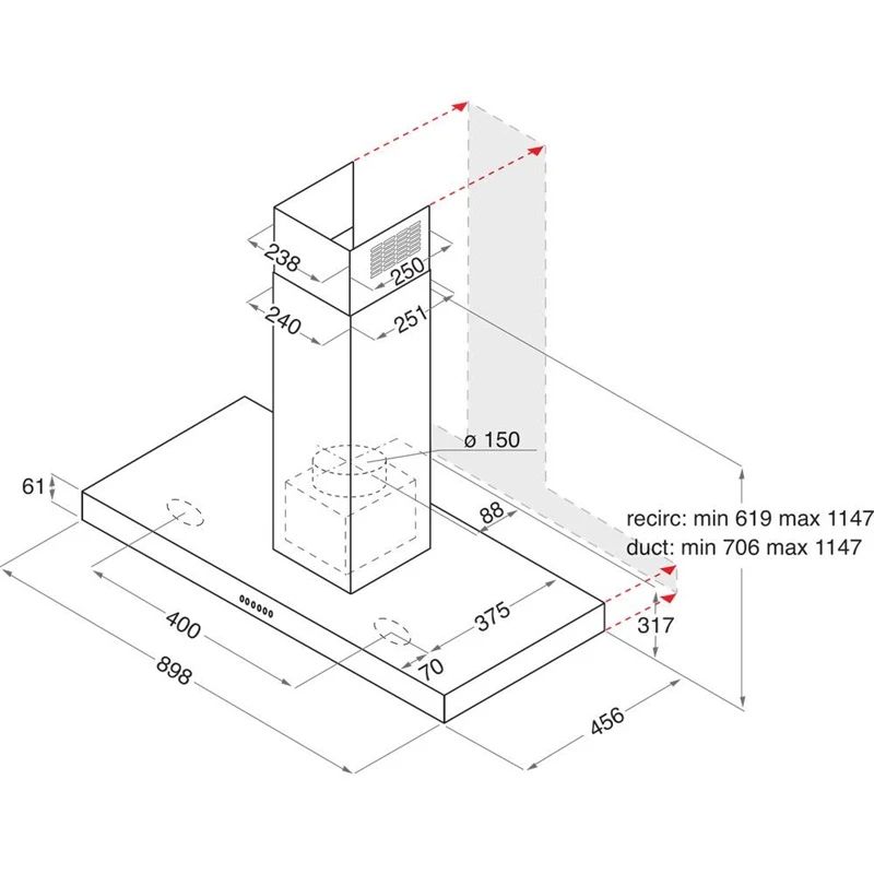 Tvaika nosūcējs WHBS C92F LTX Whirlpool