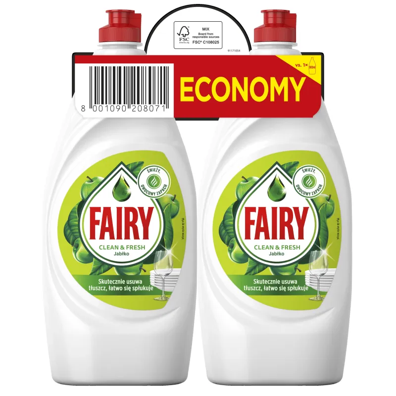 Fairy Trauku Mazgāšanas Līdzeklis Apple 2 x 900 ml ​