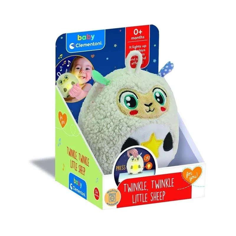 Grojantis ir šviečiantis pliušinis žaislas kūdikiams Clementoni Twinkle Twinkle Sheep