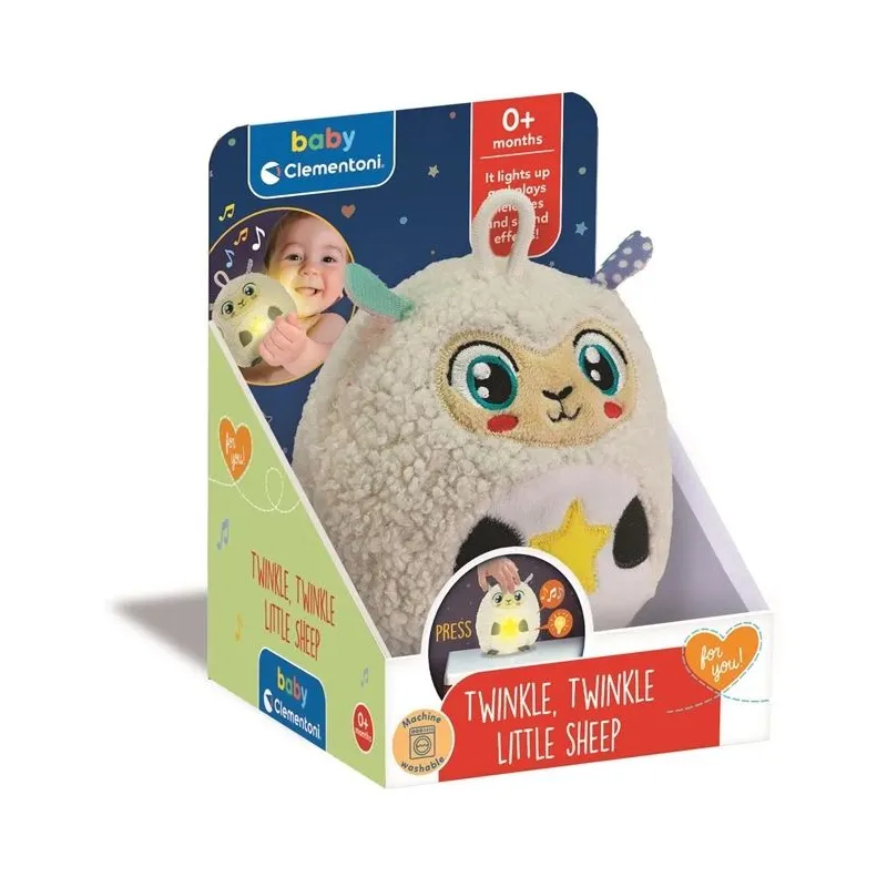 Grojantis ir šviečiantis pliušinis žaislas kūdikiams Clementoni Twinkle Twinkle Sheep
