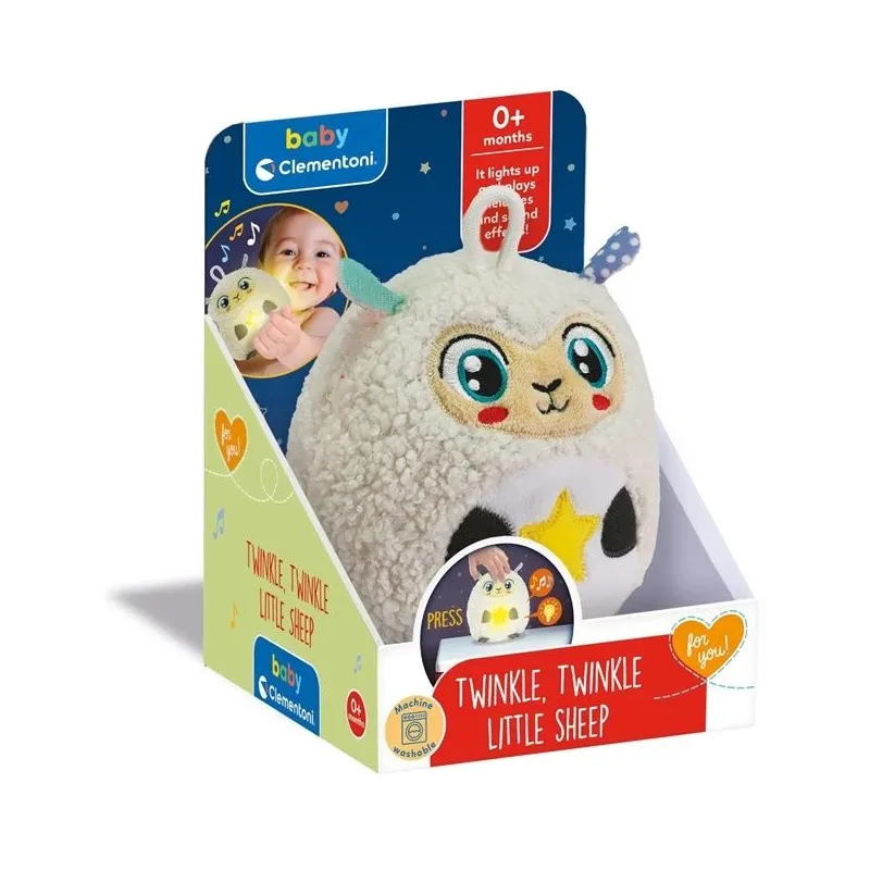 Grojantis ir šviečiantis pliušinis žaislas kūdikiams Clementoni Twinkle Twinkle Sheep