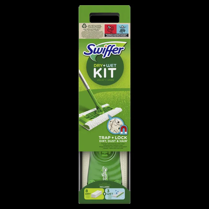 Swiffer Sweeper Starter Kit XXL, 11 Grindų Šluosčių ,Sausas 8 vnt + Šlapias 3 vnt,