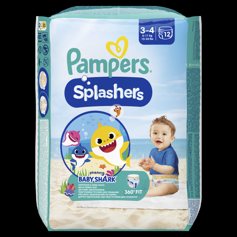 Pampers Pants Splashers, Izmērs 3-4, 12 Autiņbiksītes, 6-11 kg
