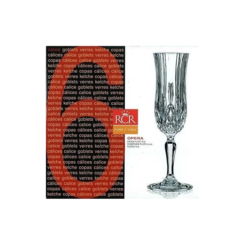 Šampano taurių komplektas RCR Opera, krištolas, 0.13 l, 6 vnt.