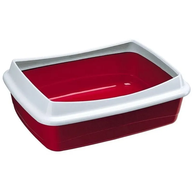 Kaķu tualete ar apmali Ferplast 72041099, melna-zila-pelēka, atvērts, 47 cm x 36 cm x 15.5 cm