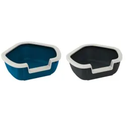 Kačių tualetas su rėmu Ferplast Dama, mėlyna sp.-balta sp.-juoda sp., atviras, 57.5 cm x 51.5 cm x 22 cm