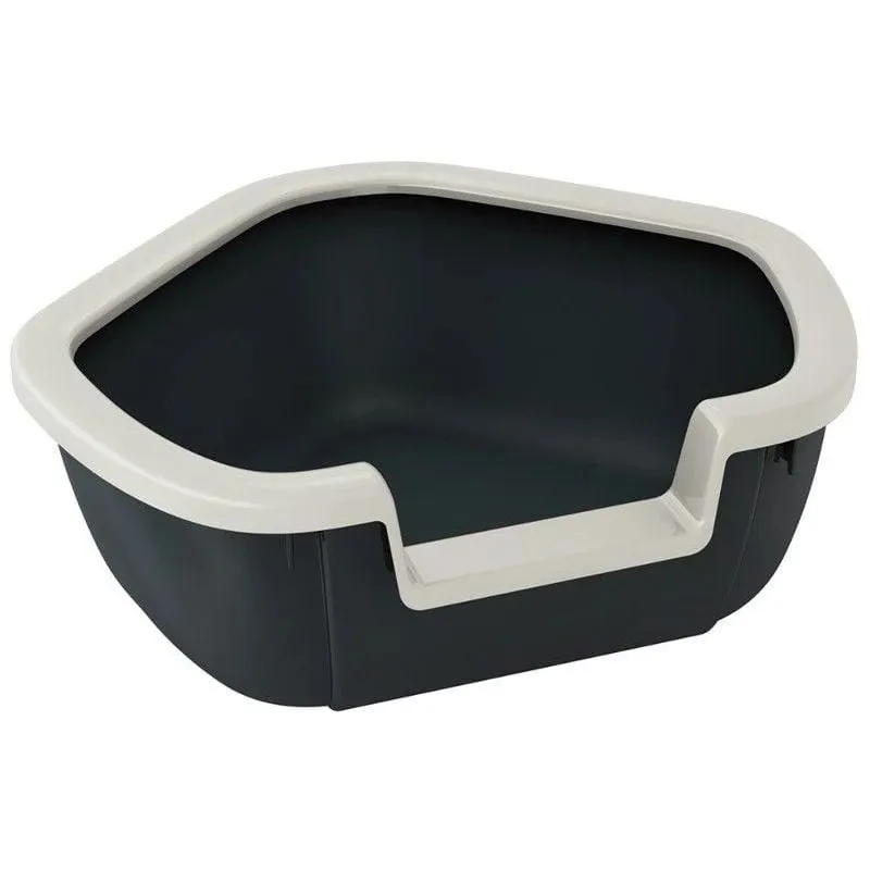 Raamiga kassitualett Ferplast Dama, sinine v.-valge v.-must v., avatud, 57.5 cm x 51.5 cm x 22 cm