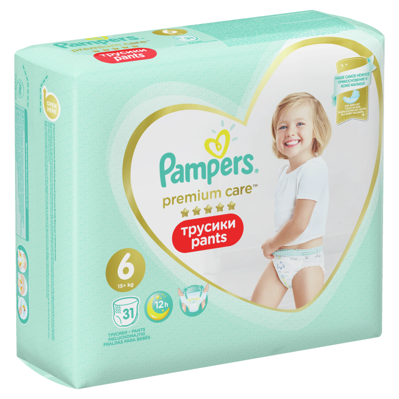 Pampers Premium Care Pants, Izmērs 6, 31 Biksītes, 13-19 kg