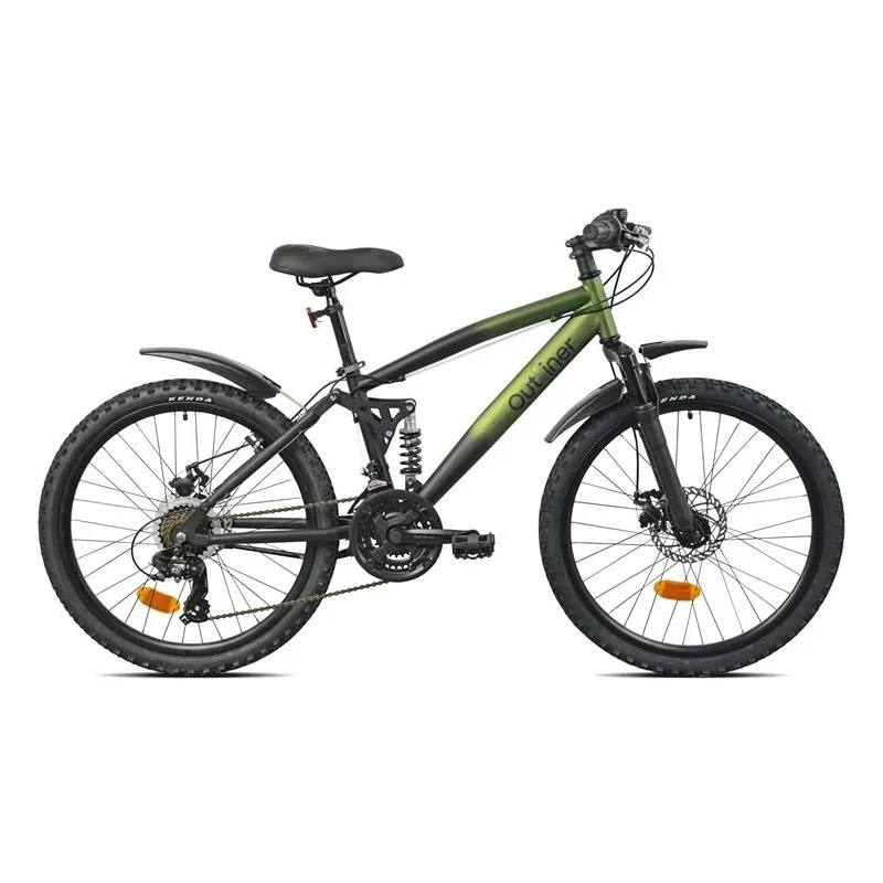 Velosipēds kalnu Outliner, 24 , 14 rāmis, melna-zaļa