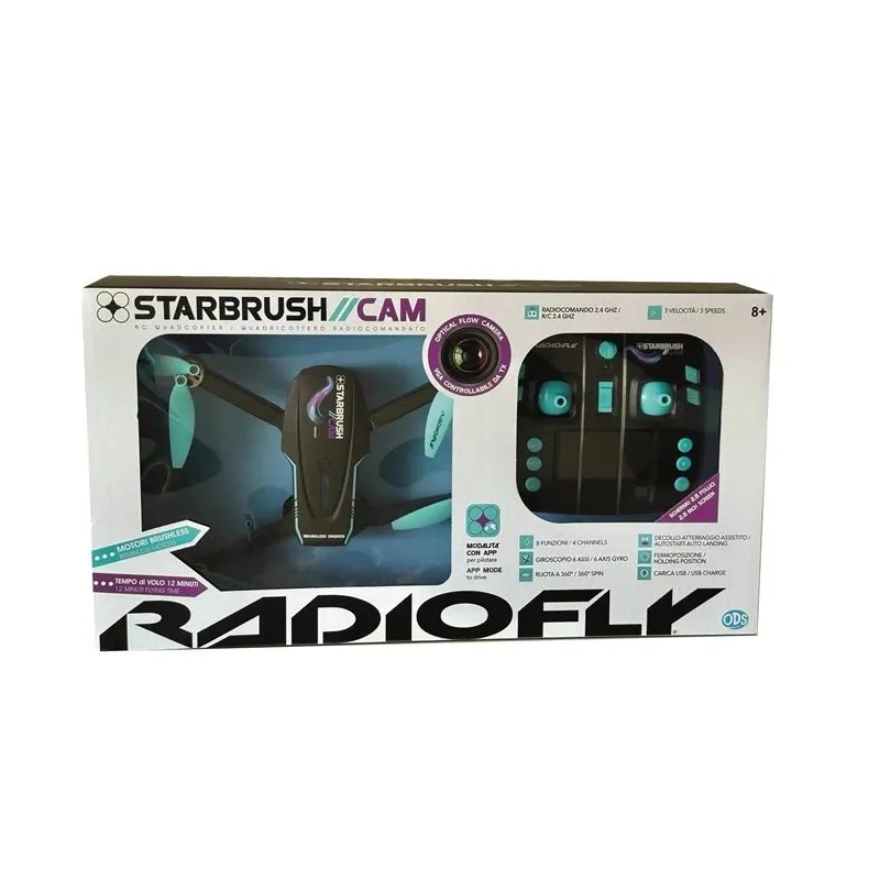 Rotaļu drons Radiofly RC Star Brush Cam 40037, melna-daudzkrāsaina