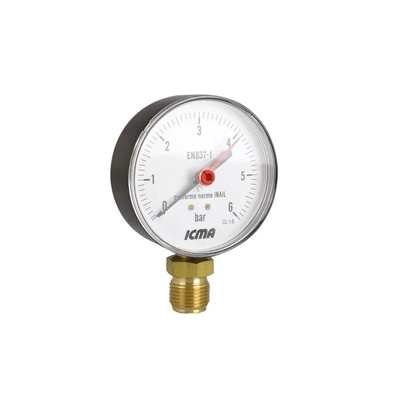 Manometrs ICMA 91255AD06, 80 mm, 1-2 collas – Ārējā vītne, 6 Bar