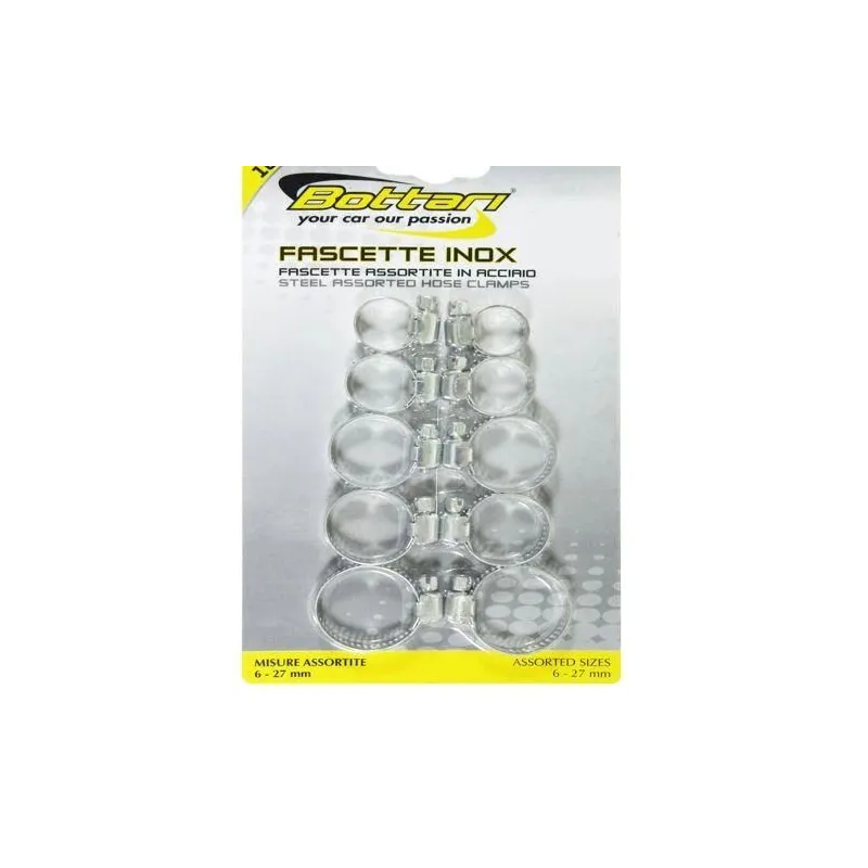 Tērauda šļūtenes skavas automašīnai Bottari Inox, 6 - 27 mm, 10 gab.