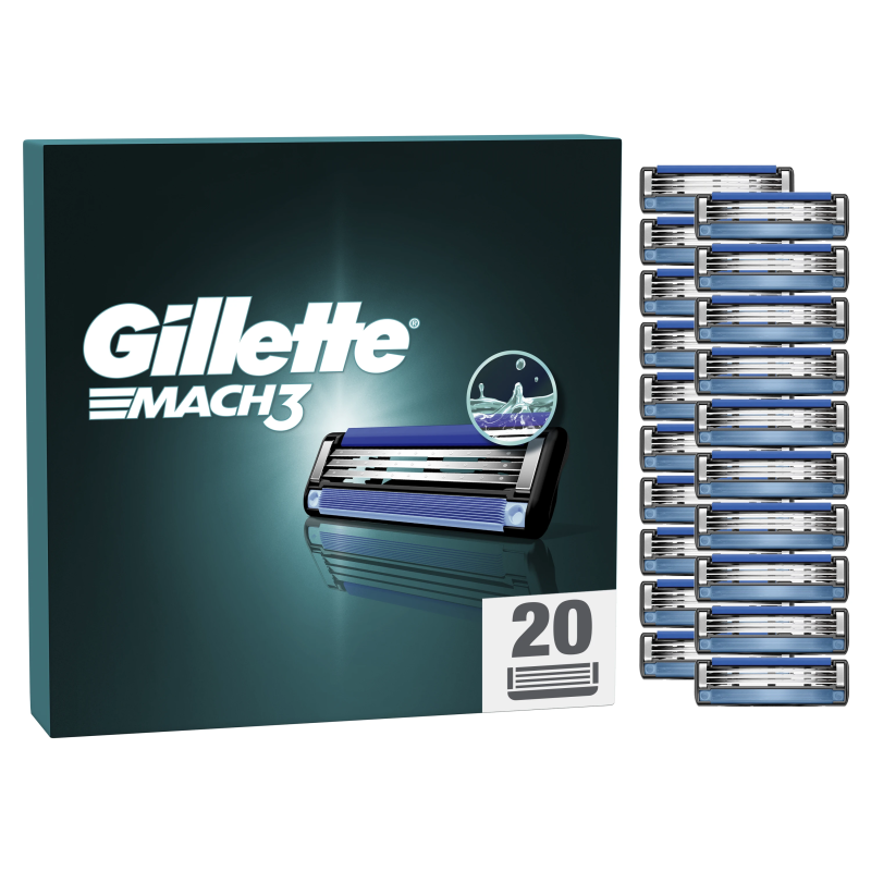 Gillette Mach3 Skuvekļa Rezerves Asmeņi Vīriešiem 20 Rezerves Asmeņi
