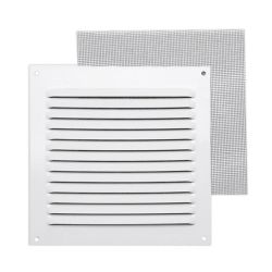 Ventiliacijos grotelės. 150 x 150 mm. su tinkleliu. baltos