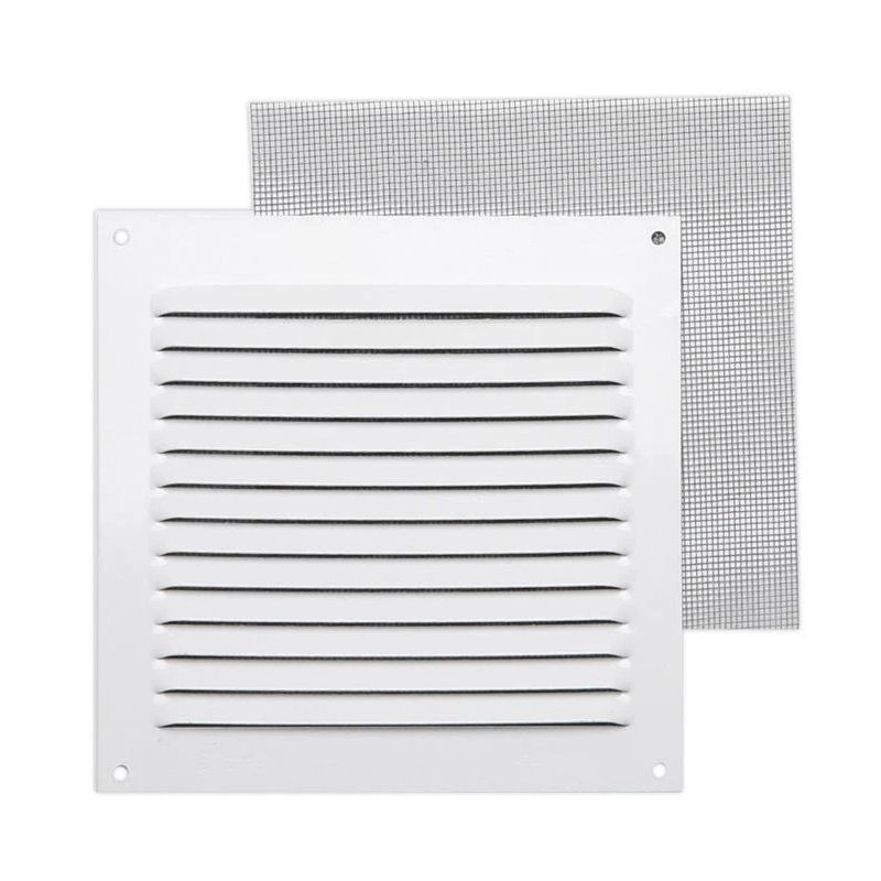 Ventiliacijos grotelės. 150 x 150 mm. su tinkleliu. baltos