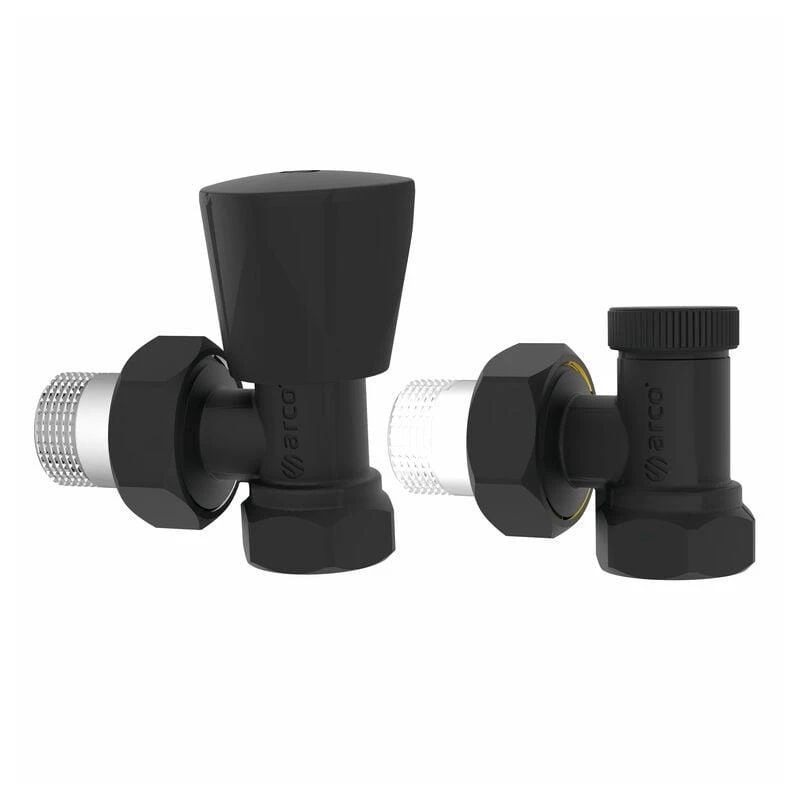 Ventilu komplekts. radiatoriem. melns. iekš.-ārēj. 1-2"