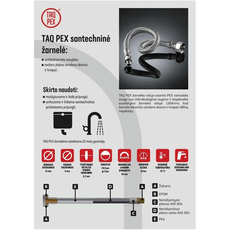 Šļūtene maisītāja pex 35cm m10-l37 1-2f ,"tucai s.a.,