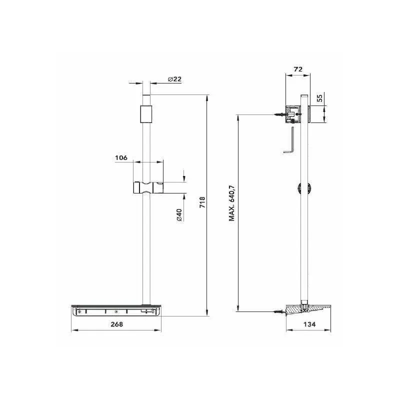 Dušas statīvs Disflex Infinity, 71.8 cm, DIA 2.2 cm