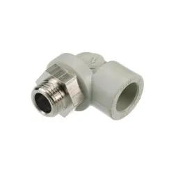 Torustikupõlv Sanitas, 90 °, 1-2 tolli - väliskeere-25 mm -Joodetav sisemine pool, polüpropüleen ,pp,