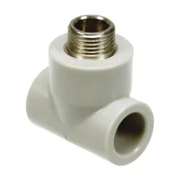 Kolmik ,kolme haruga, Sanitas PPR 27.2520, 90 °, 1-2 tolli - väliskeere-25 mm -Joodetav sisemine pool, polüpropüleen ,pp,