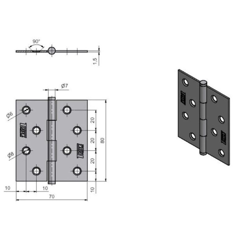 Eņģe logu j1 kz80 cinkota 8280 ,50,